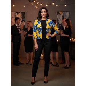 Silhouette NYC Women's Floral Open Front Shrug Cardigan - Size L